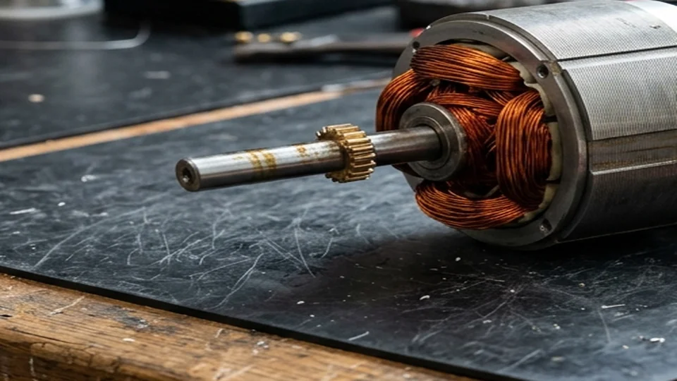 Fractional horsepower electric motor copper armature windings and drive pinion gear